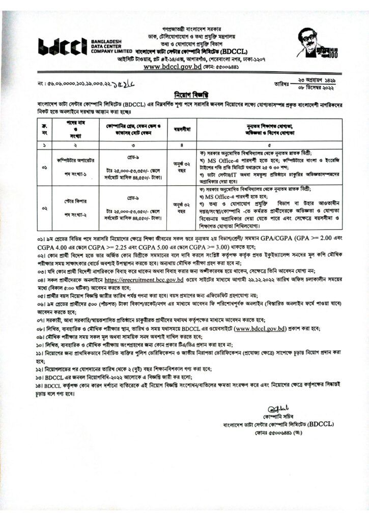 BDCL Job Circular 2022