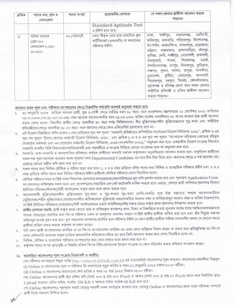 MINCOM job circular 2023