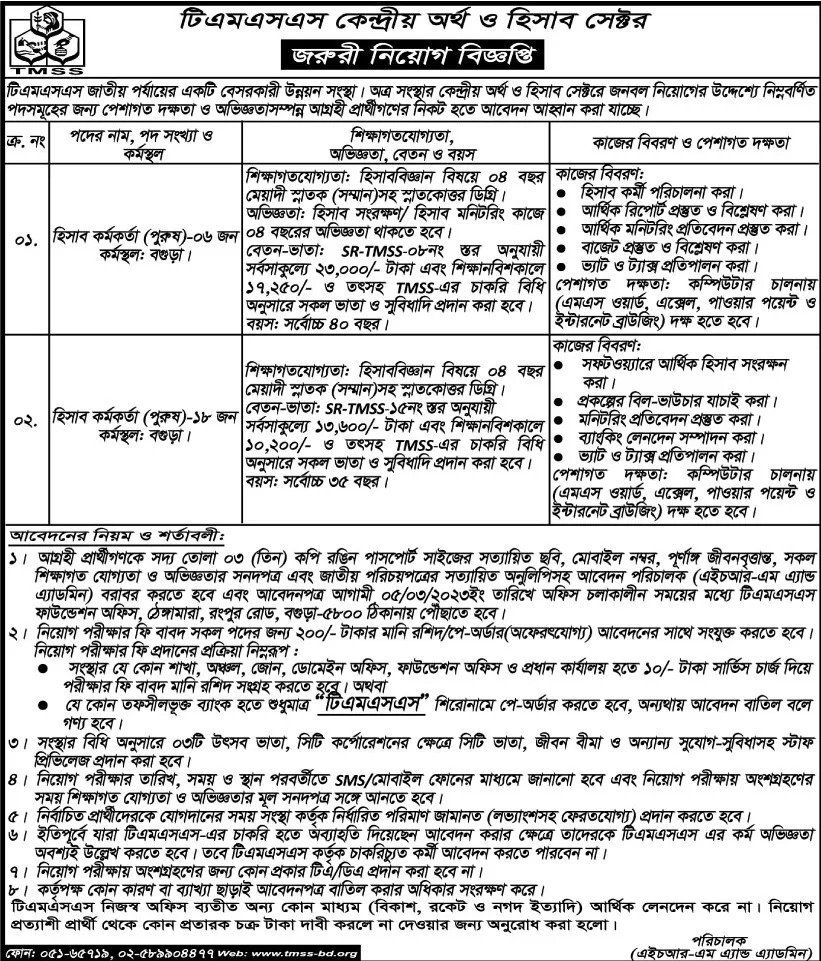 TMSS job circular 2023